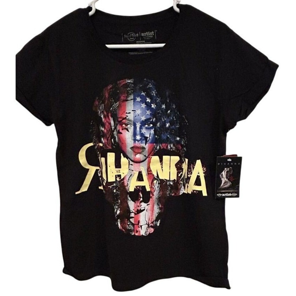 Hard Rock Cafe Rihanna Artist Spotlight T-Shirt Medium Women's Black Graphic Tee